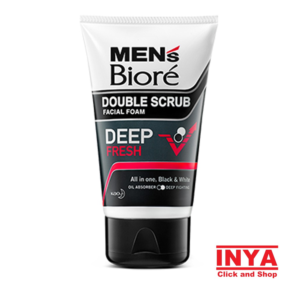 Sabun Muka Cair MEN'S BIORE DOUBLE SCRUB DEEP FRESH 100gr