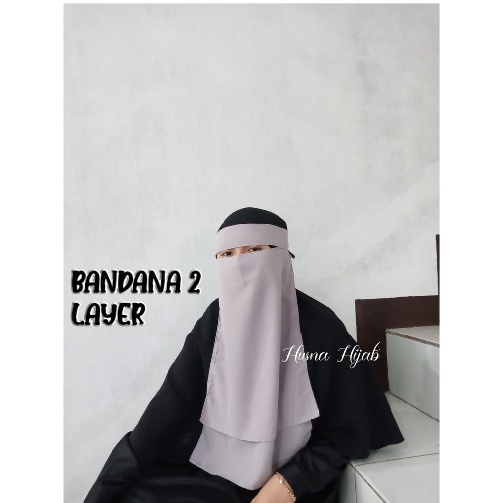 [HUSNA HIJAB] NIQOB BANDANA 2 LAYER / Cadar Bandana Polos 2 Layer / Bandana 2 Layer Wolfis / Cadar 2 Layer