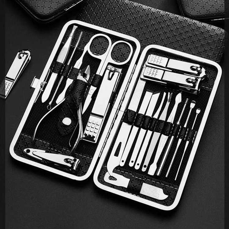 Nail Art Set Gunting Kuku Manicure Pedicure 19 PCS / Nail Art Set Lengkap Manicure Pedicure Paket Set Profesional / Alat Pemotong Kuku Catengan Jempol Kaki Miring Hewan Kaki Lengkap / Gunting Kuku Set Stainless Premium  / Set Gunting Kuku Komplit Murah