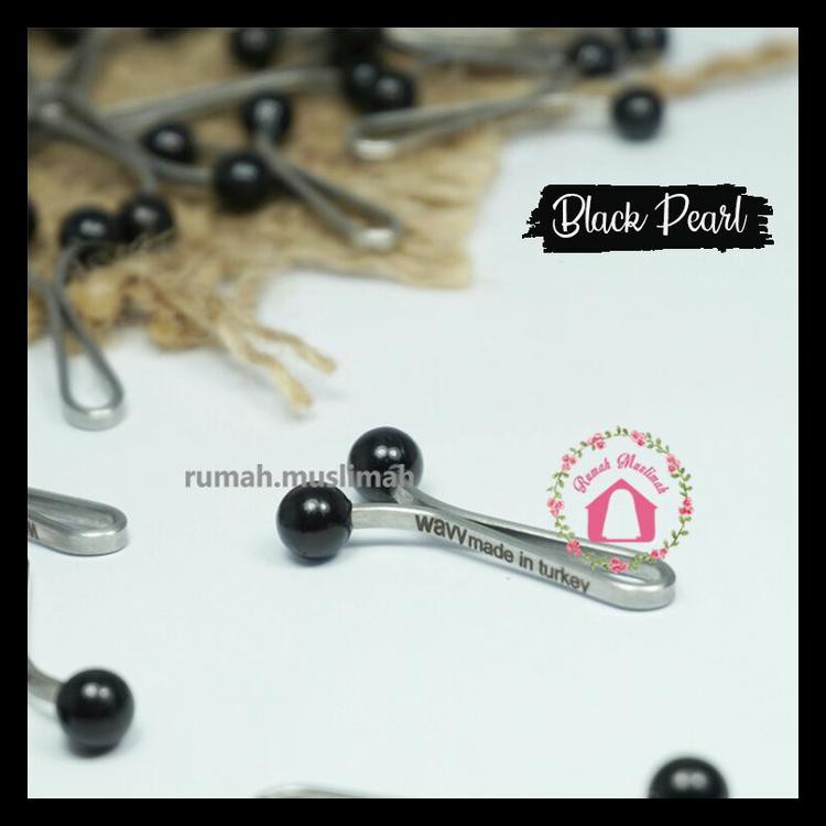 BEST PRODUCT KLIP HIJAB TURKEY BLACK PEARL WAVY CLIP JEPIT JILBAB TURKI KLIPS ORI TERJAMIN