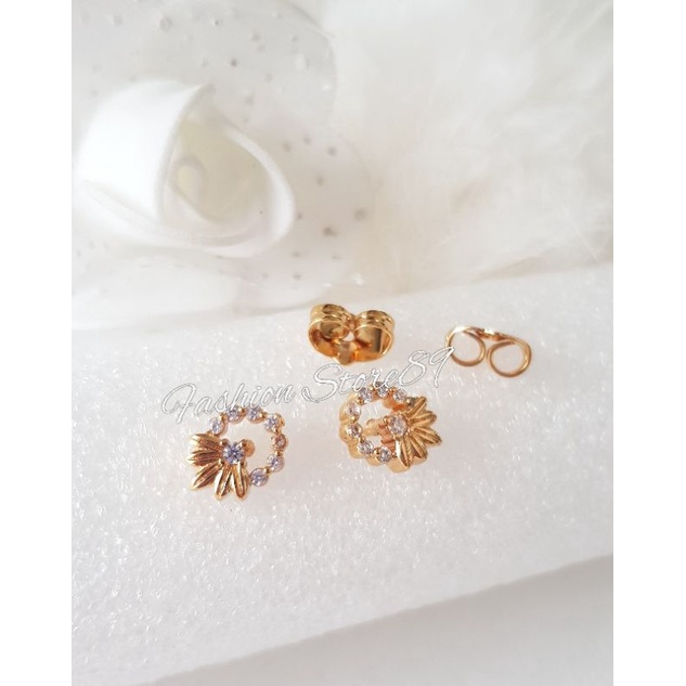 Anting Tusuk Simple Perhiasan Lapis Emas Impor Fashion Yaxiya