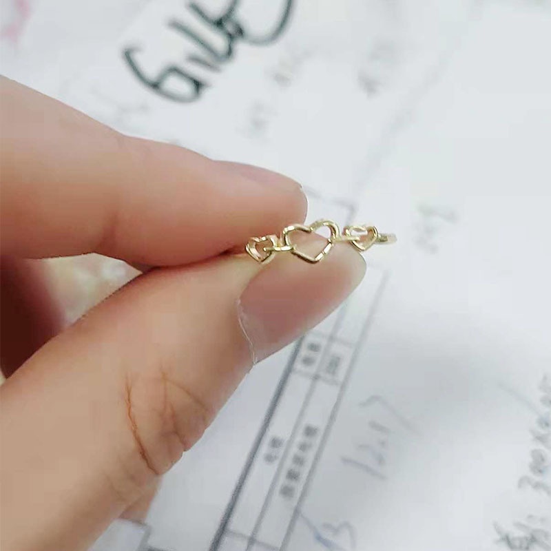 Cincin Bentuk Hati Geometris Lapis Emas Gaya Korea Untuk Wanita