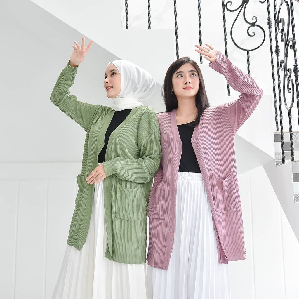 [✅COD]Long Cardigan BELLE OVERSIZE / Cardy Wanita Rajut Halus Premium