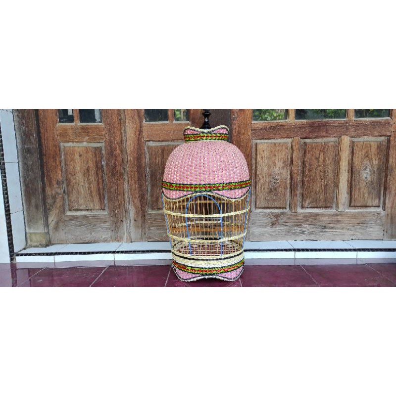 Sangkar Perkutut Rotan Alami warna Cokelat