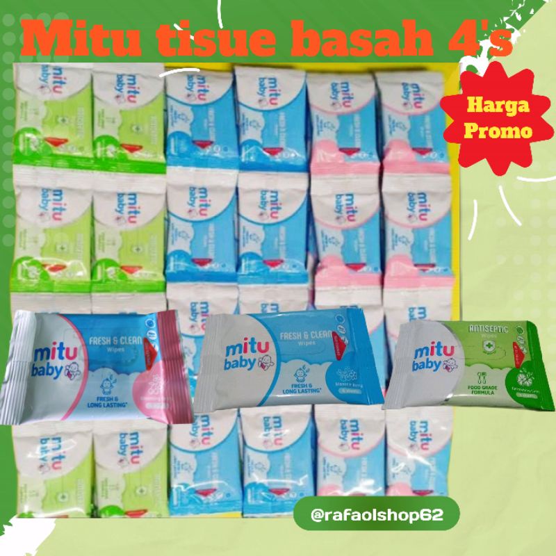 MITU TISUE BASAH MINI PACK 4'S SACHET