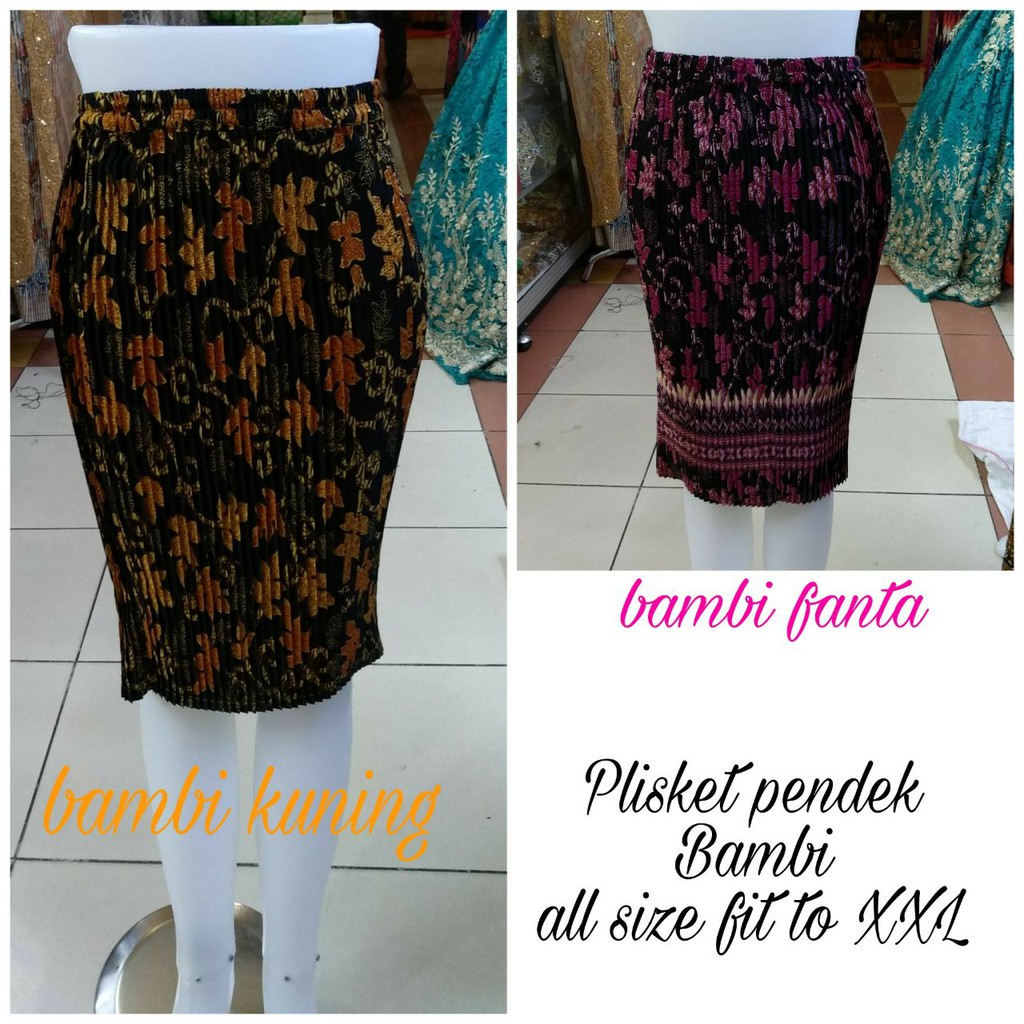 SB Collection Rok Pendek Cita Midi Batik Plisket Jumbo Wanita