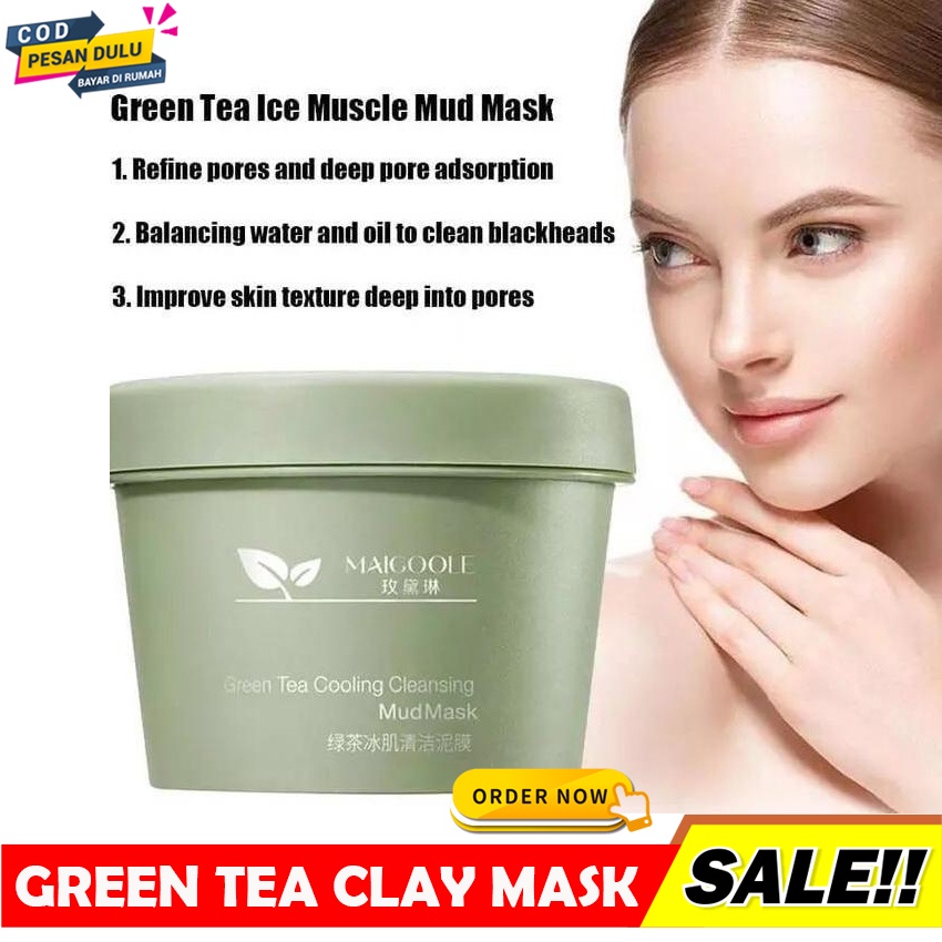 [100% ASLI] MAIGOOLE GREEN TEA COOLING CLEANSING MUD MASK /CLAY MASK MASKER WAJAH KOMEDO