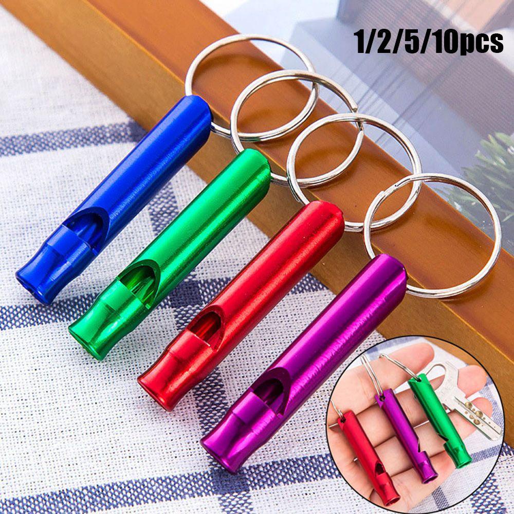 Nanas1per2 /2 /5 /10pcs Peluit Survival Aluminium Dengan Gantungan Kunci Aksesoris Pelatihan Outdoor