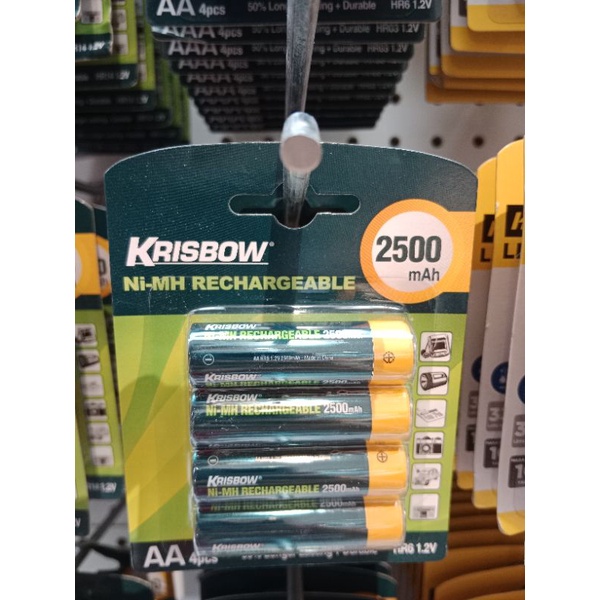 KRISBOW Set Baterai Rechargeable Size AA 2500 mAh 4pcs