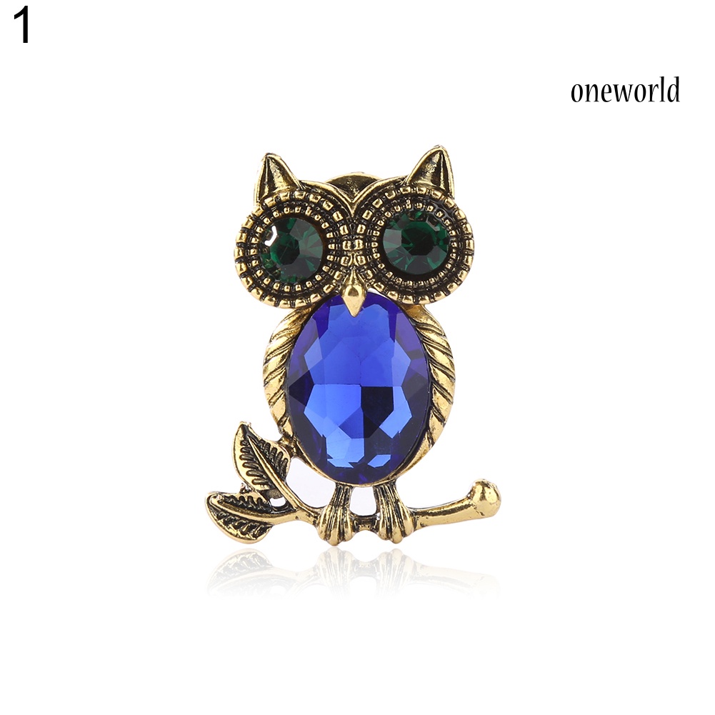 OW@ Women's Retro Rhinestone Cartoon Owl Brooch Pin Wedding Party Bridal Jewelry