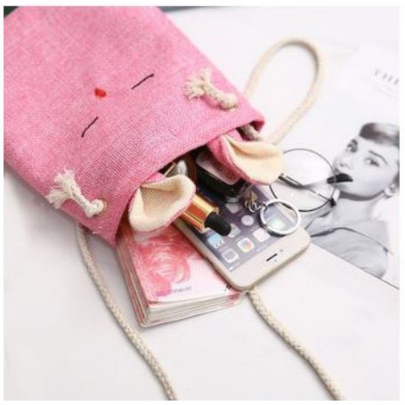 Tas Selempang Kanvas Emoticon Rabbit Fashion Wanita Korean Style Import