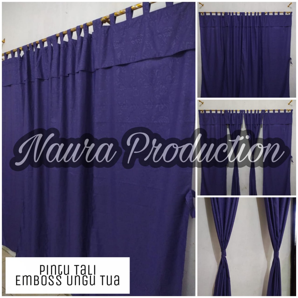 (COD) Gorden Pintu / Hordeng Pintu Polos Bisa Juga Jendela Polos Emboss Warna Ungu Tua