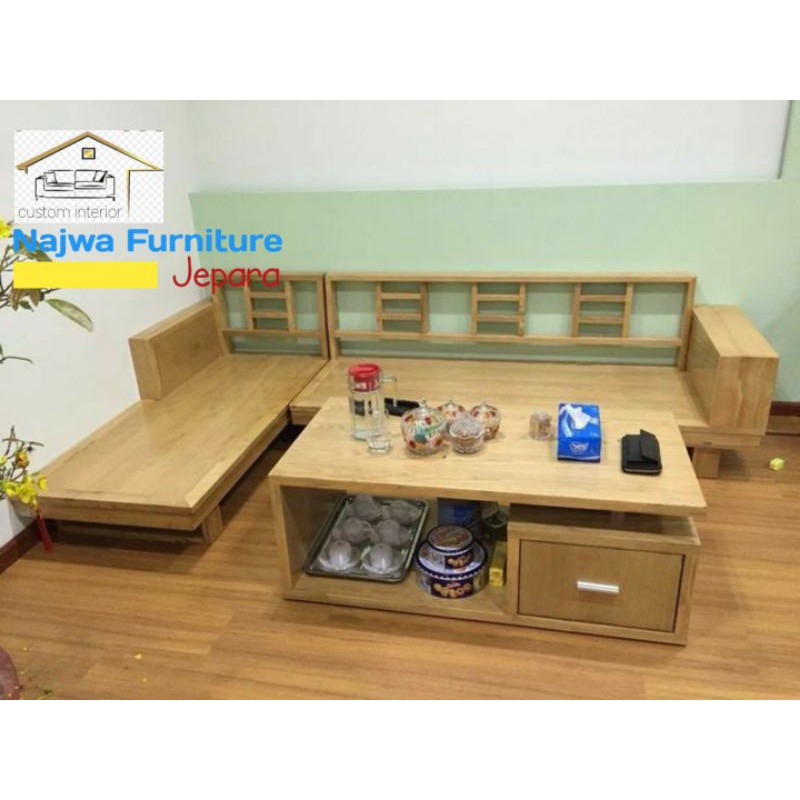 KURSI POJOK KURSI TAMU MINIMALIS JATI SOFA SUDUT