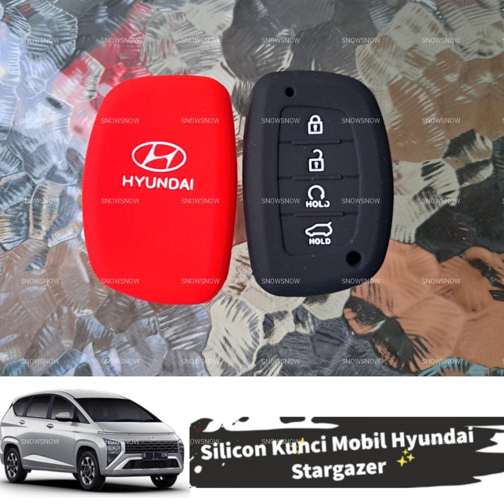 Silikon Sarung Kunci Remote Hyundai Stargazer 2022 2023 2024  Hitam Merah