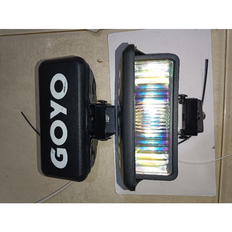 Lampu tembak petak + tutup halogen kleman besi kokoh foglamp foglam lampu kodok lampu sorot lampu te