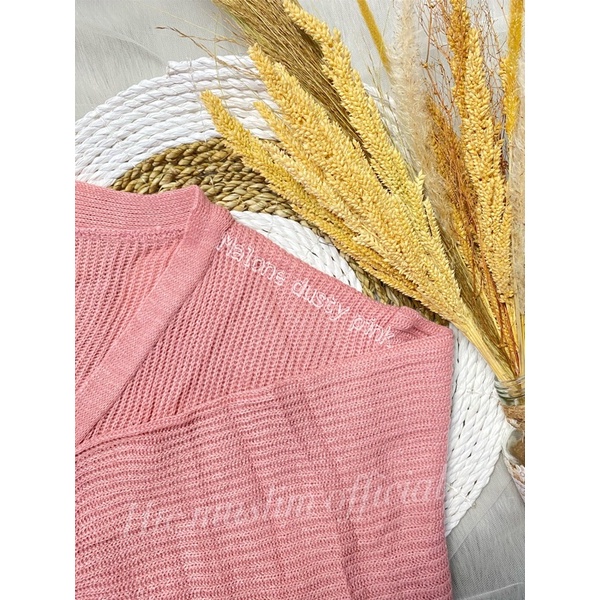 CARDIGAN RAJUT MALONE Wanita Knit Kardigan-MALONE DUSTY PINK
