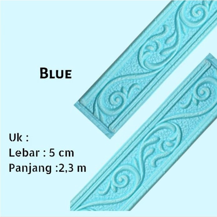 [COD] Wallpaper Bata sticker 3D Foam 3mm Warna Warni / Wallpaper sticker brick 3D Foam rekat anti air-List Biru Soft