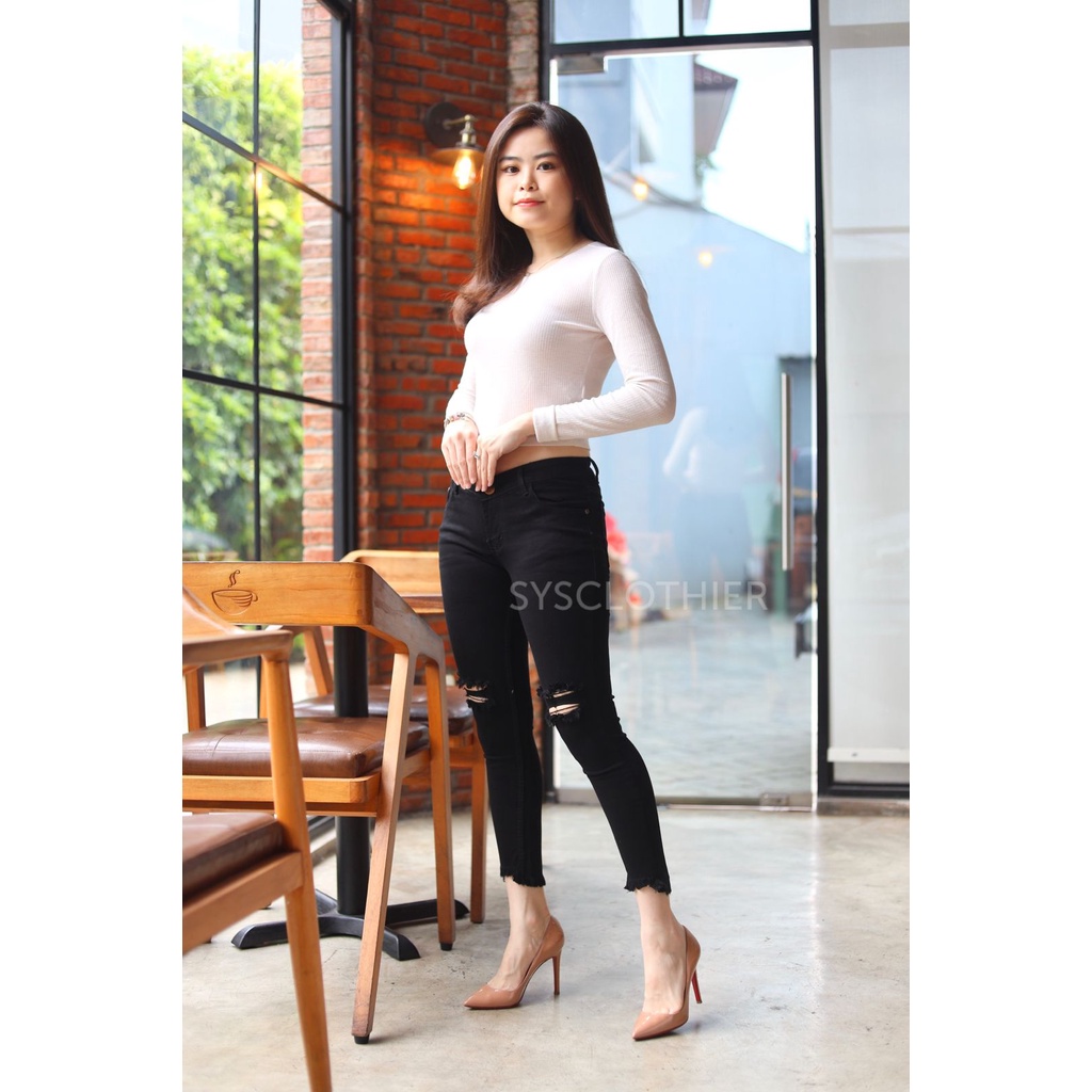 CELANA JEANS WANITA 7/9 DEEPBLACK BRONX