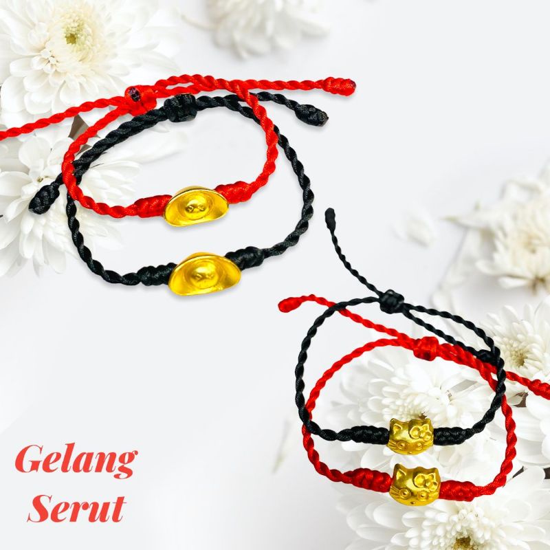 gelang serut tali//gelang wanita//gelang lapis emas