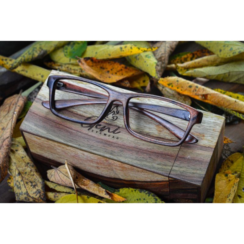 Frame kacamata kayu anti radiasi Geni puma kacamata minus pria wanita