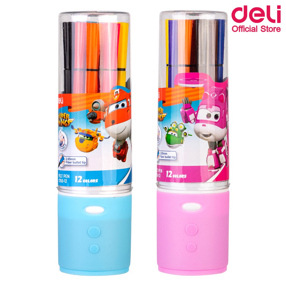

SPIDOL GAMBAR ANAK FELT PEN DELI 12 WARNA WASHABLE + CASE TABUNG BISA CUCI DRAWING MARKER