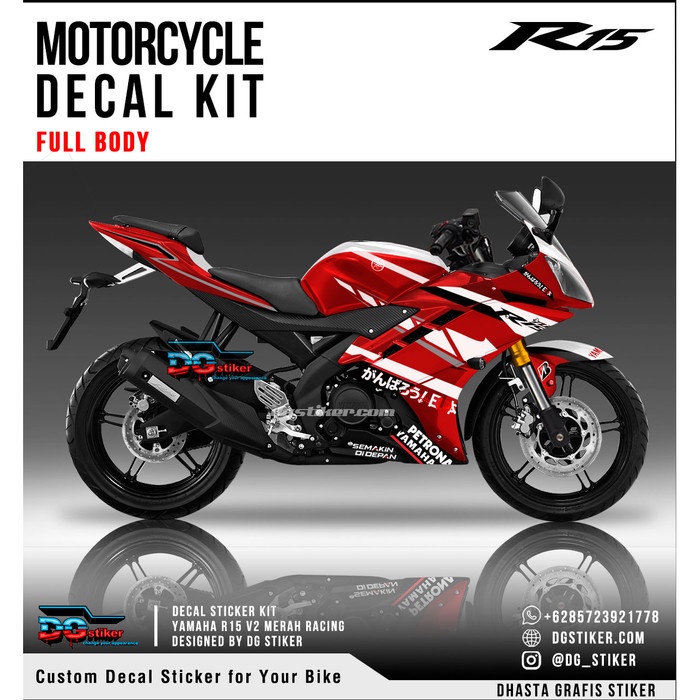 Decal Sticker R15 V2 Merah Racing DG Stiker