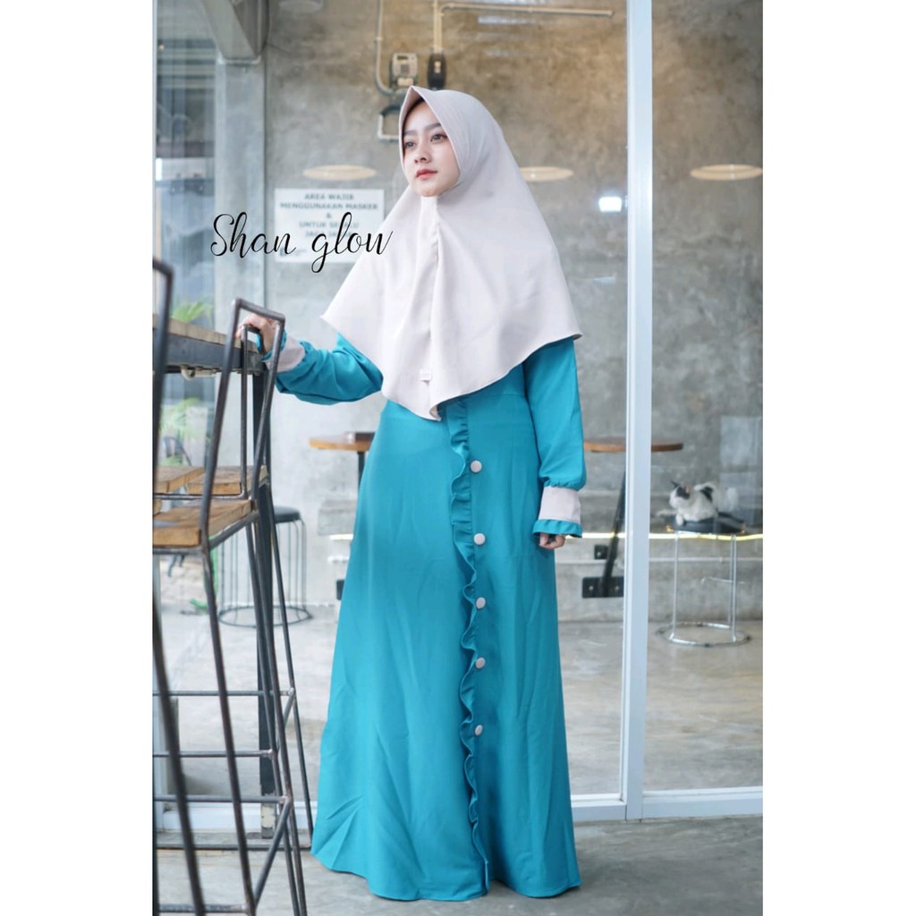 Gamis zahira shan glow one set khimar terbaru remaja wanita muslimah style terkini