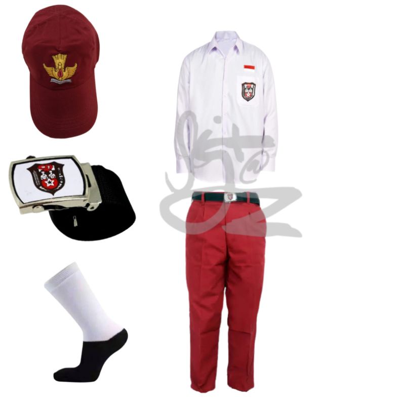 Seragam SD Merah Putih Panjang + Topi