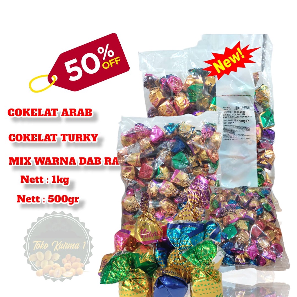 

coklat / cokelat arab turky MIX original 500gr (mix rasa dan warna)