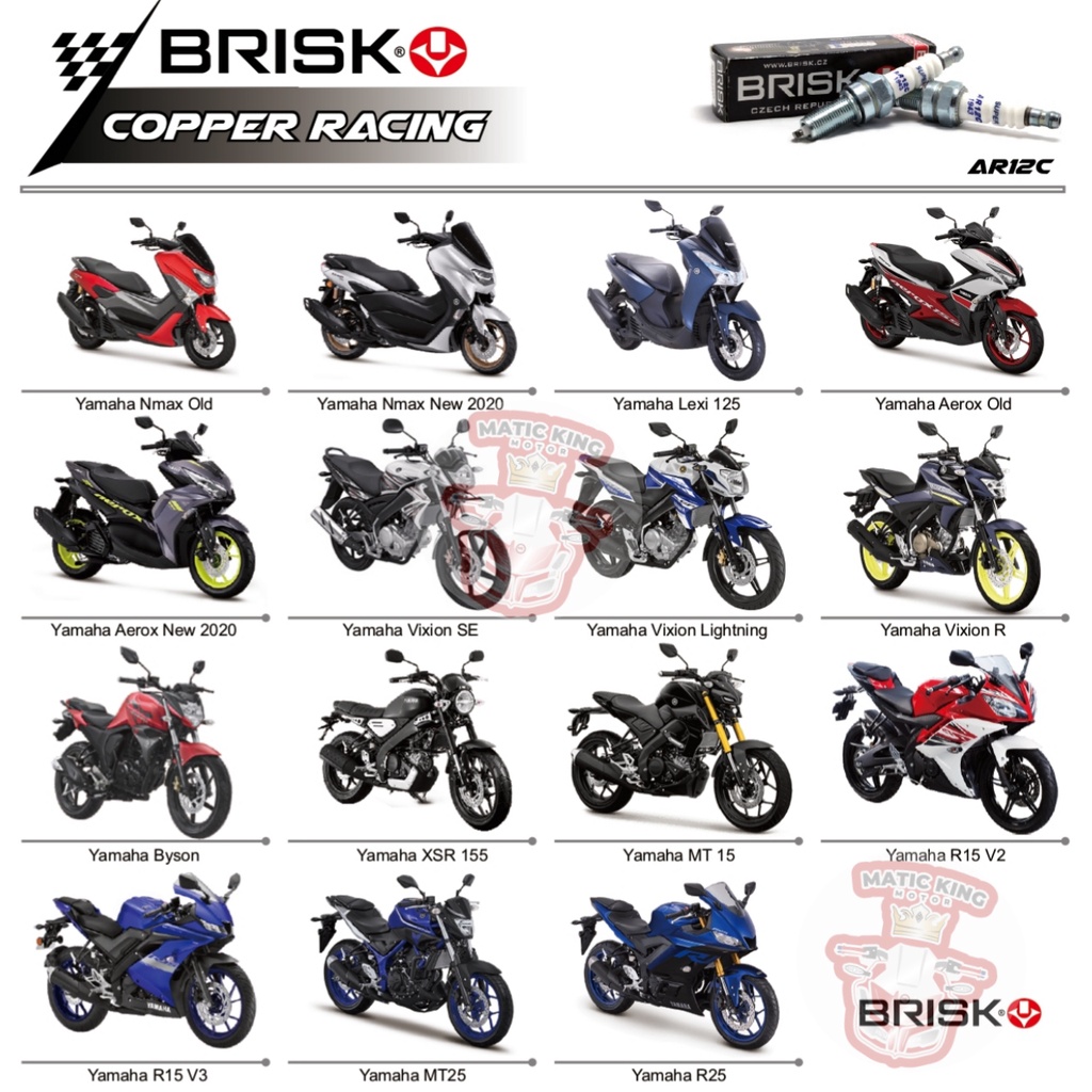 Brisk Busi racing Mio Sporty Smile Soul GT Freego Gear J M3 S Z Supra X grand legenda  vega jupiter shogun smash 100 110 125