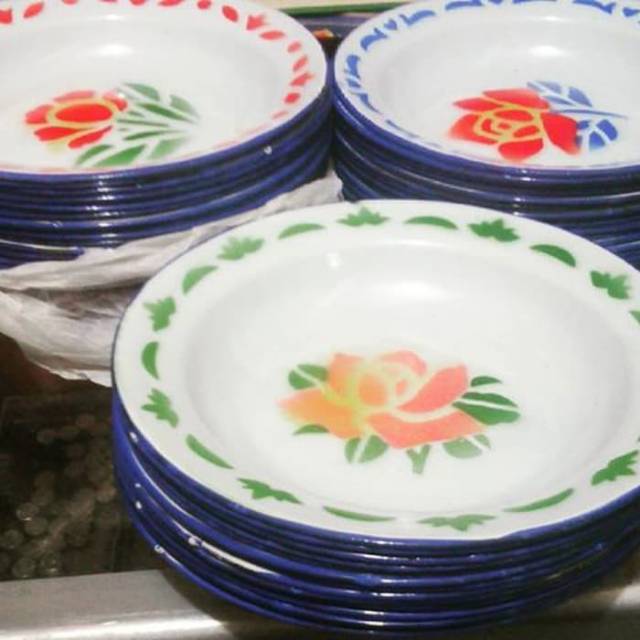 Piring jadul / enamel / vintage/ kuno / kembangan seng / blurik  free buble wrap-2