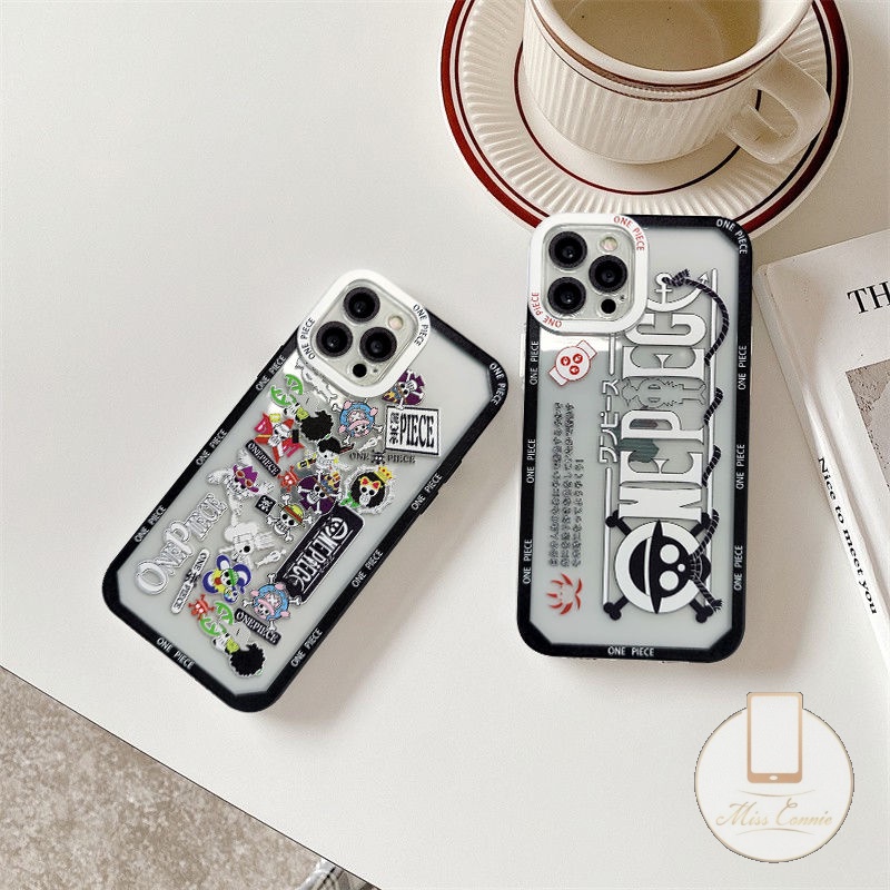 IPHONE Shockproof Soft Case Kompatibel Untuk Iphone6 6s 7 8 Plus 11 12 14 Pro XS Max XR X SE 13 Pro Max Kartun One Piece Pola Bening Lembut TPU Kembali Kamera Perlindungan Casing Transparan