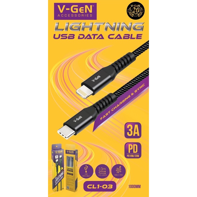 Kabel Data USB Type C to Lightning V-GeN CL1-03 Type C to Phone VGEN