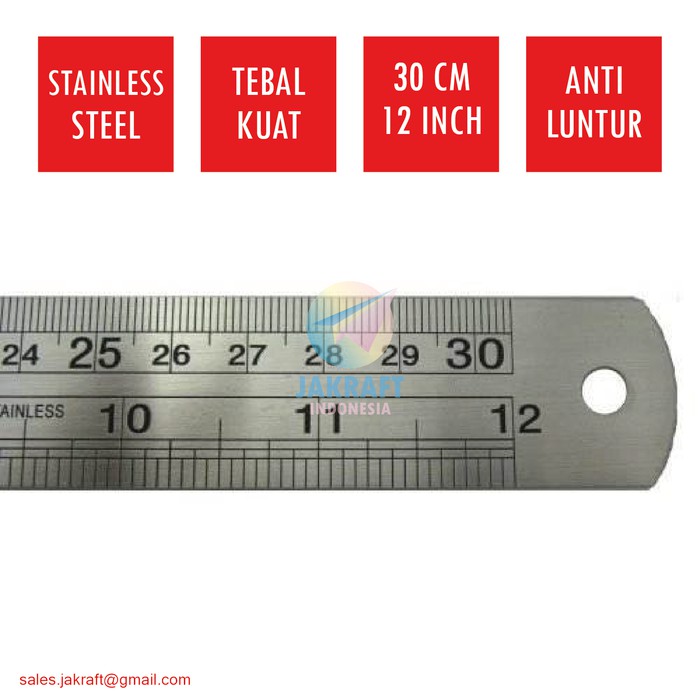 

Penggaris Besi Baja Stainless 30 cm Grosir Ecer Joyko Butterfly MStar