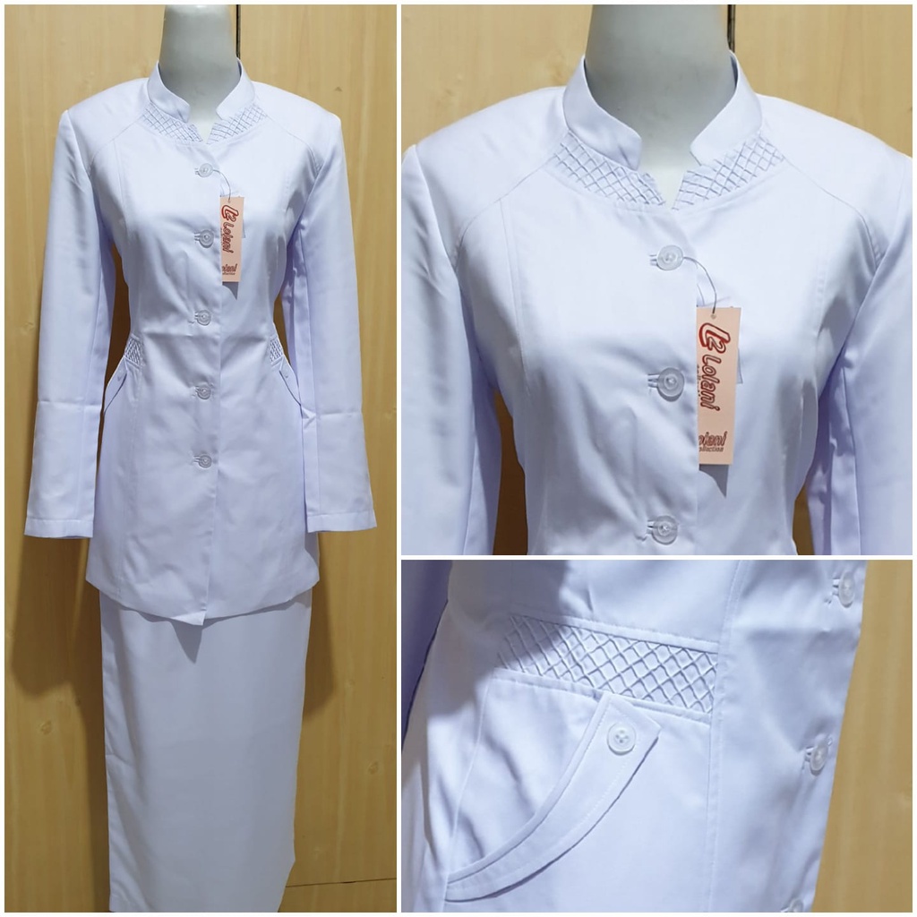 Blazer Wanita Putih Set Celana Baju Seragam Dinas Wanita Putih Set Rok A Seragam PNS ASN Pdh Pdl Gur