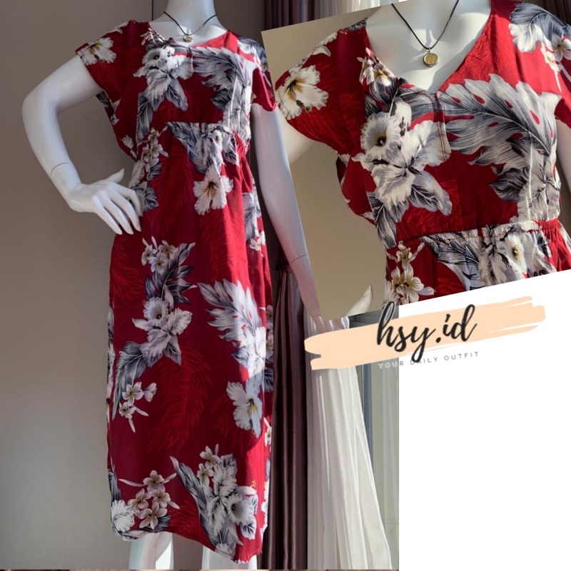 hsy.id-Daster manohara etnik kekinian/ Daster manohara rayon bali/Dress Bali-daun marun