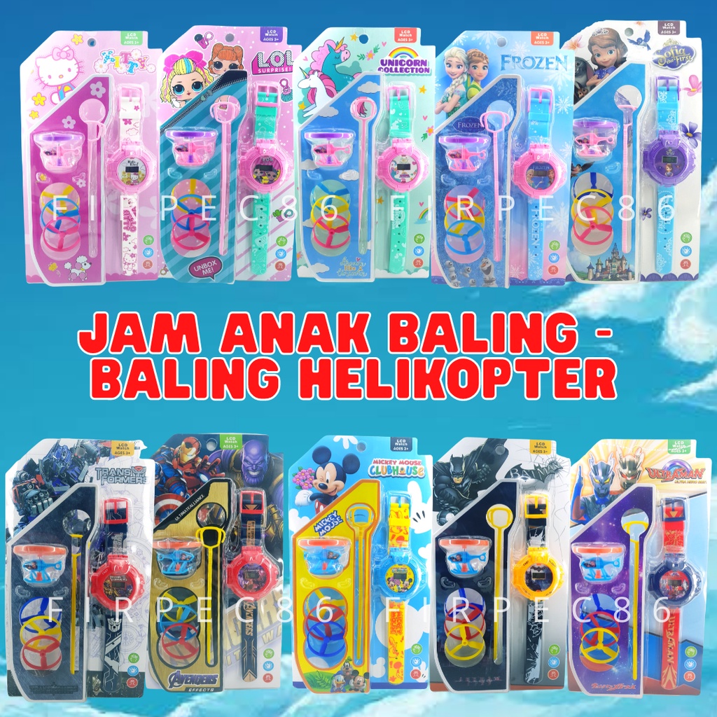 jam anak bonus mainan baling baling terbang cocok untuk kado