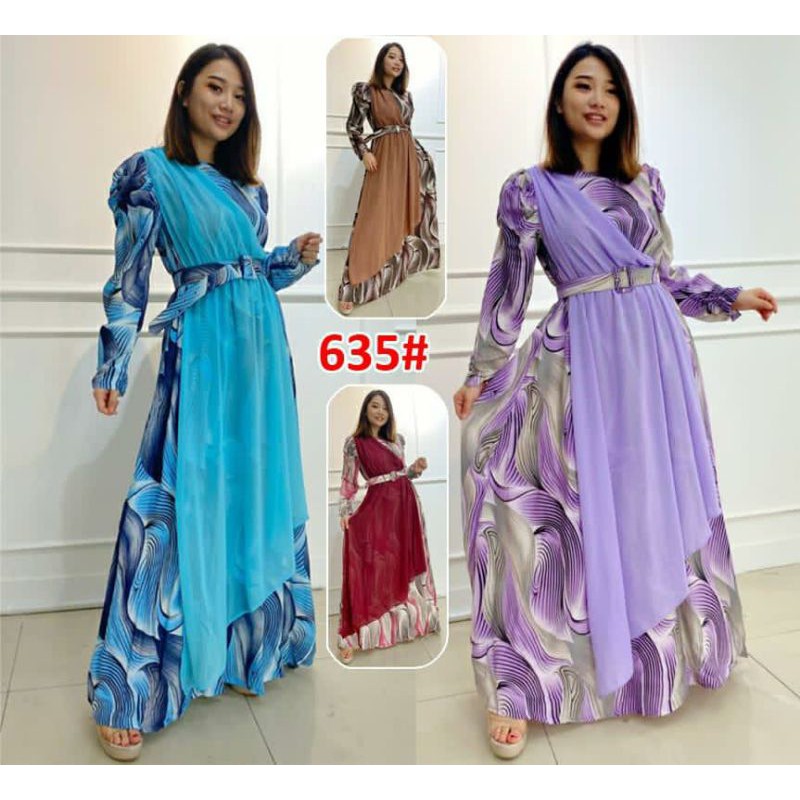 635#Gamis Wanita free belt/FASHION WANITA/FASHION MUSLIM