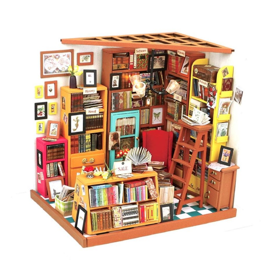 ROLIFE Robotime Diy Dollhouse Kit-Sam'S Study With Led Light Dg102 Hobby And Toy Collection