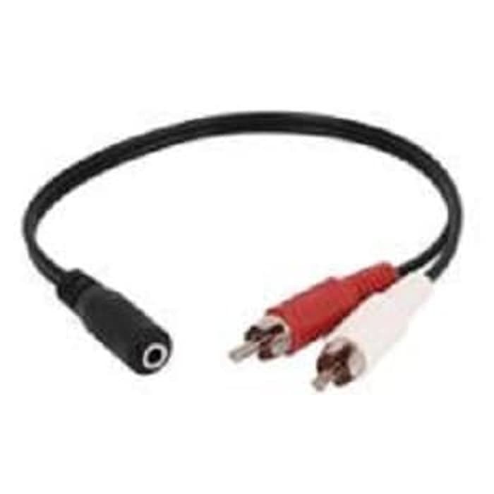 Kabel Adapter Audio 3.5mm Female ke RCA Male HiFi 25cm - Black