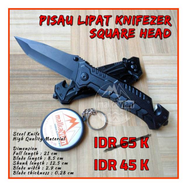 PROMO DISKON SALE PISAU LIPAT KNIFEZER SQUARE HEAD SURVIVAL CAMPING HIKING PENDAKI GUNUNG