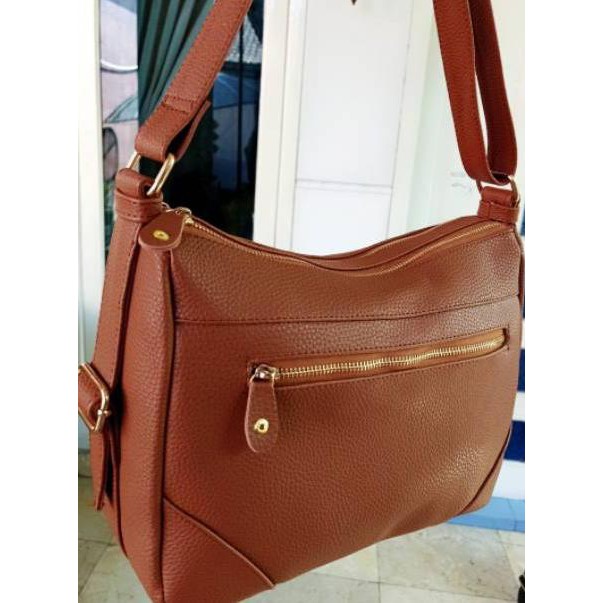 Penjualan Terbanyak.. Tas papirut papirut size L kulit jeruk tebal warna coklat tan