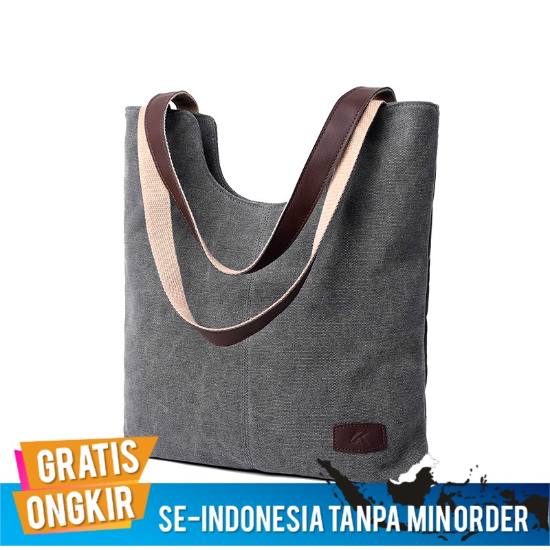 Tas Jinjing  Tote Selempang Wanita Retro  Fashion-     Katun  Linen Besar  Bahu Sederhana  Kasual Ka