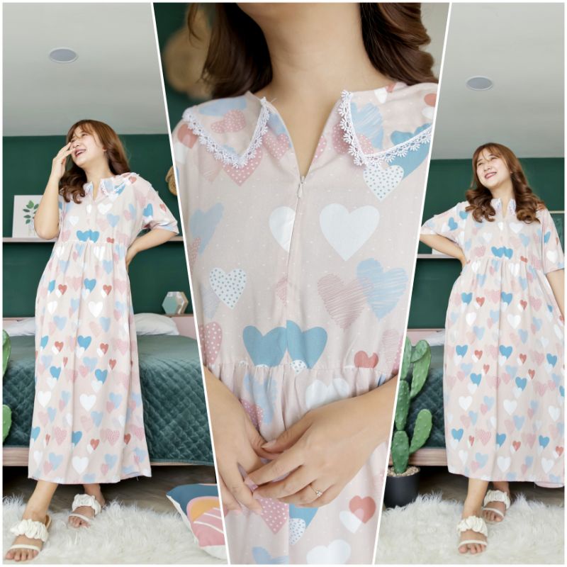 Daster ANDIN/Daster KOREA/Daster kerah renda/Dress korea/homedress korea/daster busui/daster rayon-Freya
