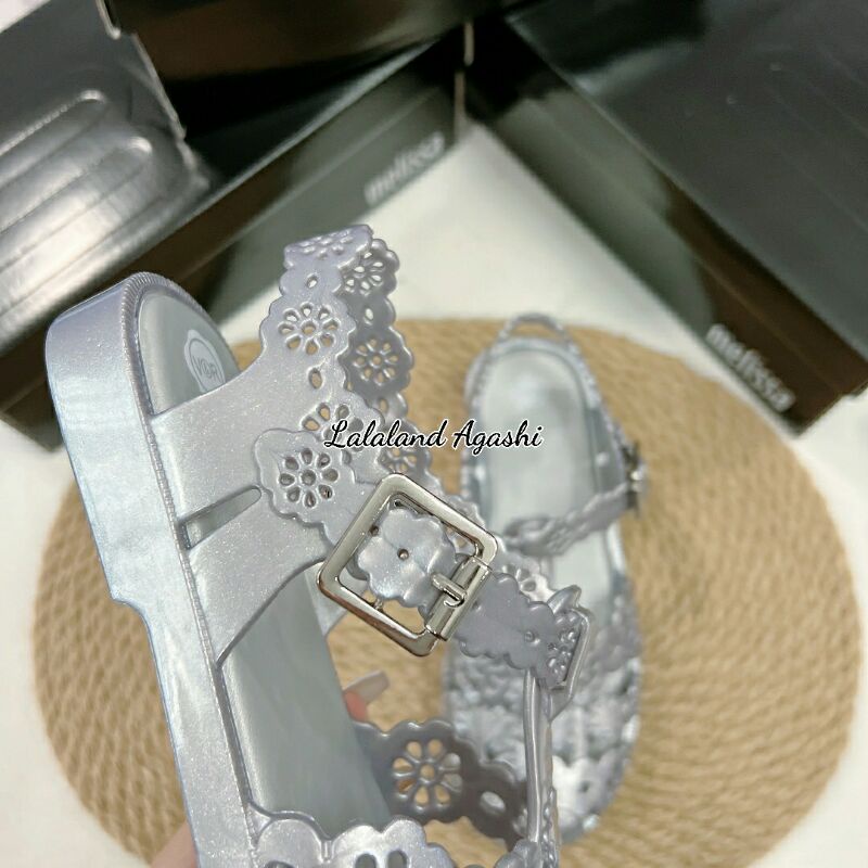 Sepatu  Melissa Possession Lace + Viktor And Rolf Ad Silver/ Sepatu melissa/Sepatu jelly wanita