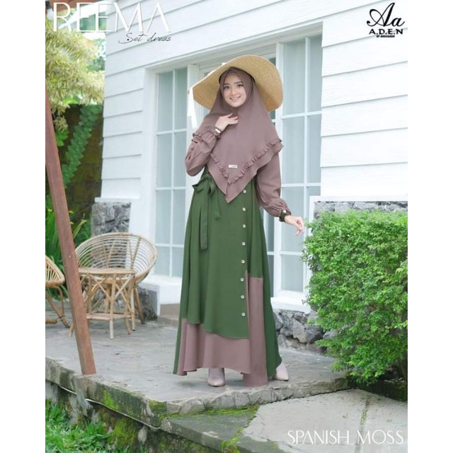 Gamis Aden Reema Dress ONLY Ready Bisa COD bahan wollycrepe premium original by Aden Hijab
