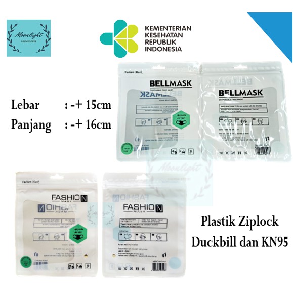 Plastik Masker OPP Ziplock Duckbill KN95 Kantong Repacking Masker