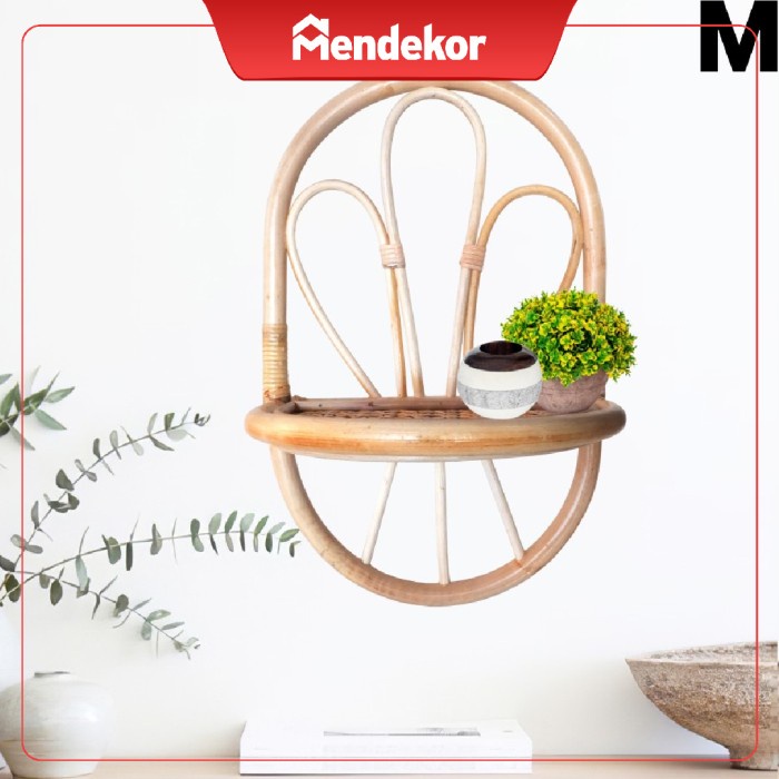 RUMAH TANGGA DEKORASI HIASAN DINDING AC 1905 BARAKU | RAK DINDING GANTUNG TEMBOK ROTAN HIASAN PAJANG