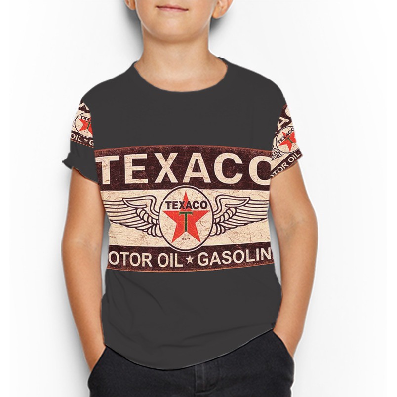 Texaco Oil Industry Company Tshirt Fullprint Bahan Polyester Jersey Casual Kaos Anak Umur 3 s/d 10 T