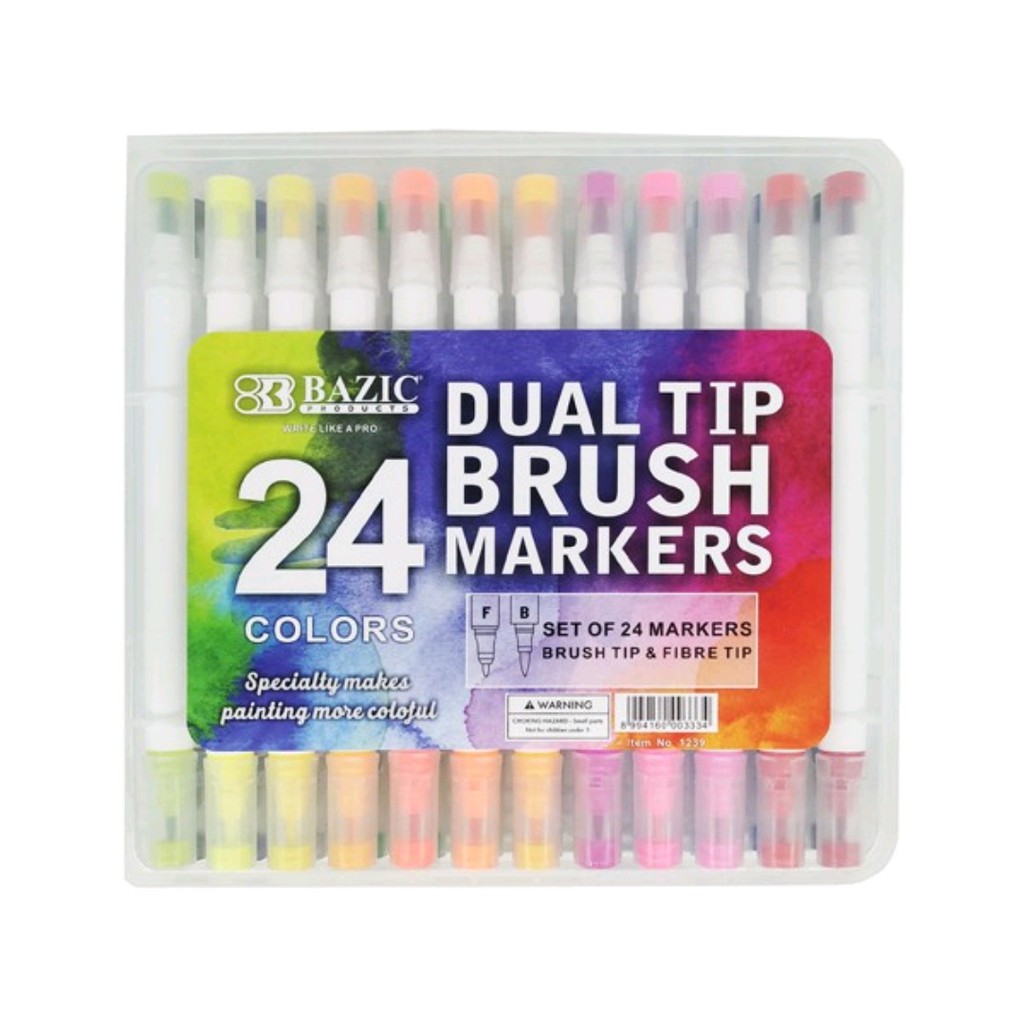 

DUAL TIP BRUSH MARKERS 24 COLOR BAZIC